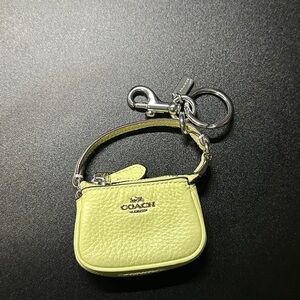 Coach Mini Nolita Bag Charm Keychain in Pale Lime and Silver Hardware